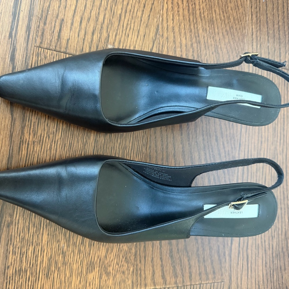 H&M Real Leather Black Slingback Heels - Picture 2 of 3